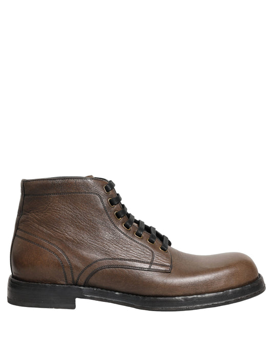 Dolce & Gabbana Brown Perugino Leather Men's Ankle Boots