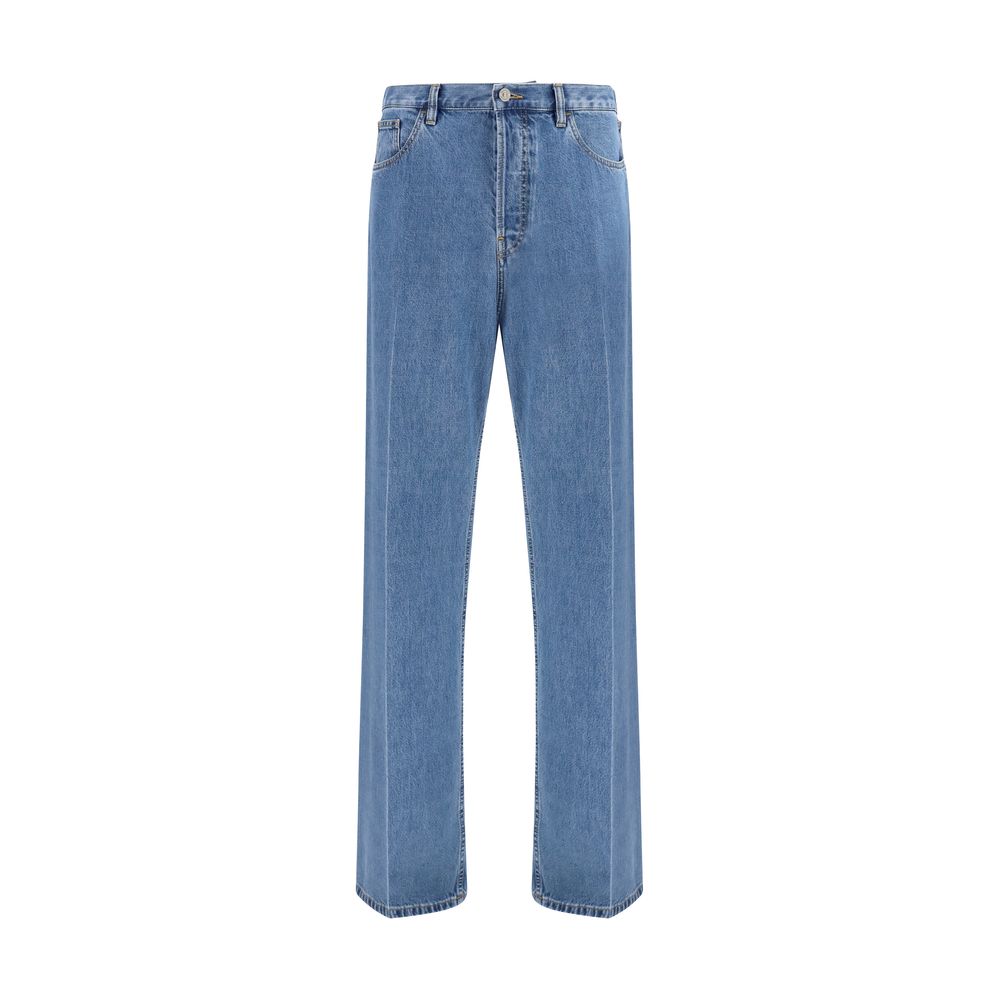 Jean droit Valentino Garavani en coton bleu