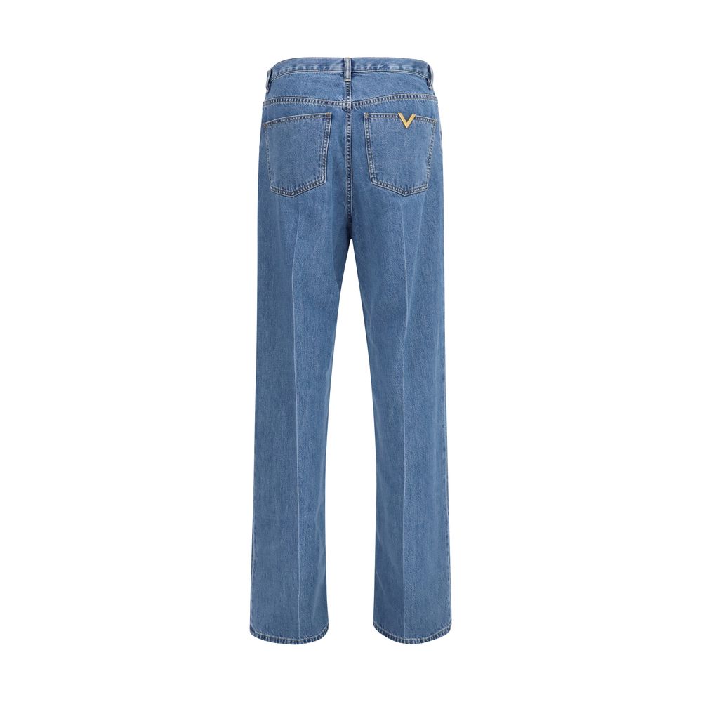 Jean droit Valentino Garavani en coton bleu