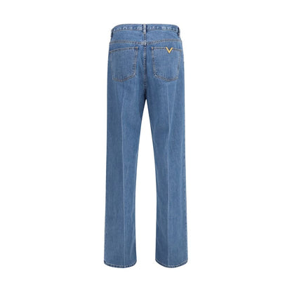 Jean droit Valentino Garavani en coton bleu