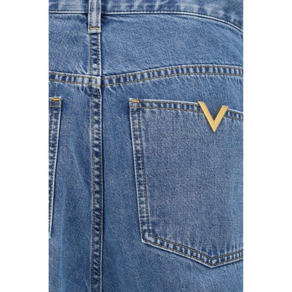 Jean droit Valentino Garavani en coton bleu