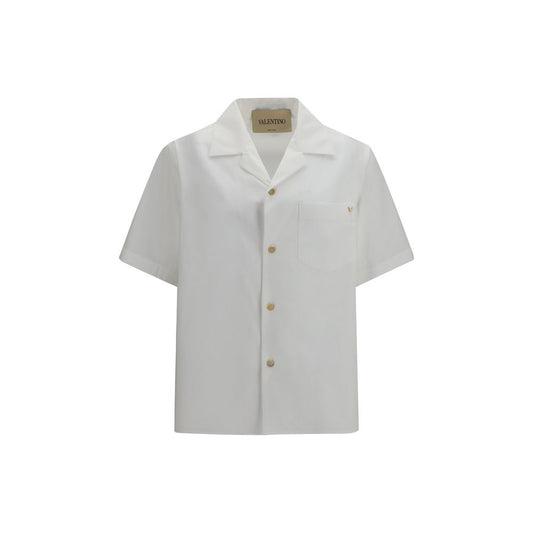 Camisa de manga corta de algodón blanco Valentino Garavani