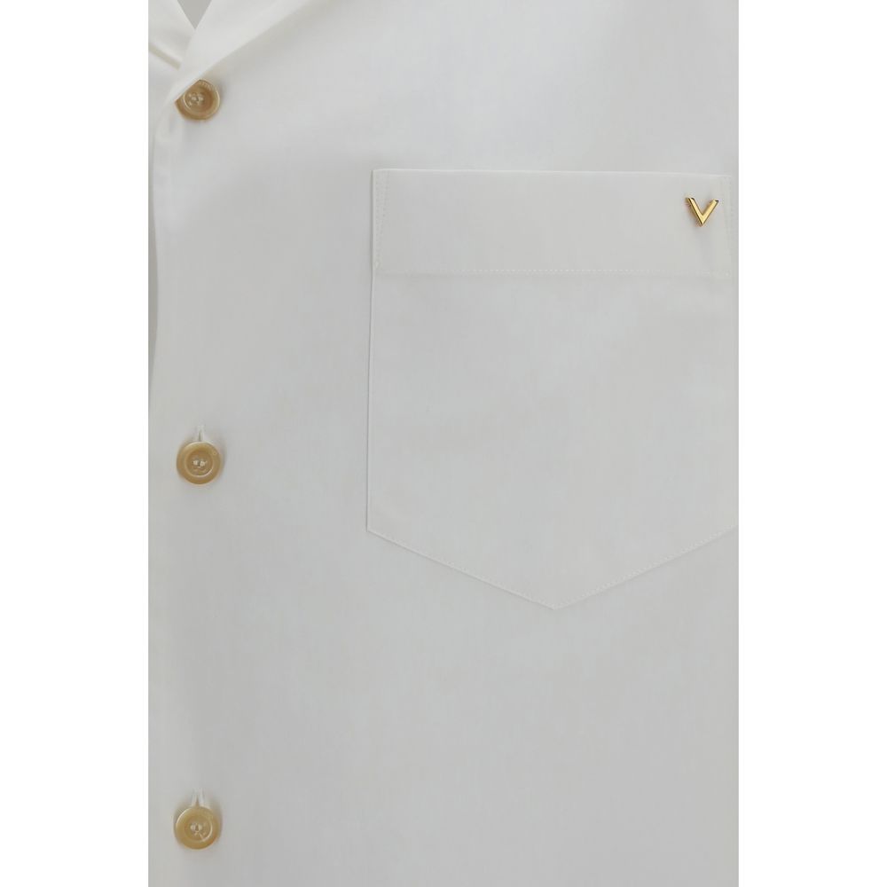 Camisa de manga corta de algodón blanco Valentino Garavani