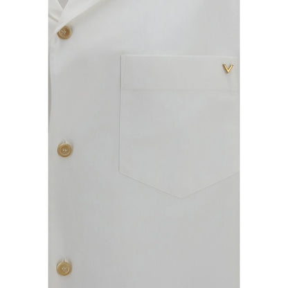 Camisa de manga corta de algodón blanco Valentino Garavani