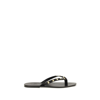 Valentino Garavani Bos Taurus Sandals - Black Calfskin