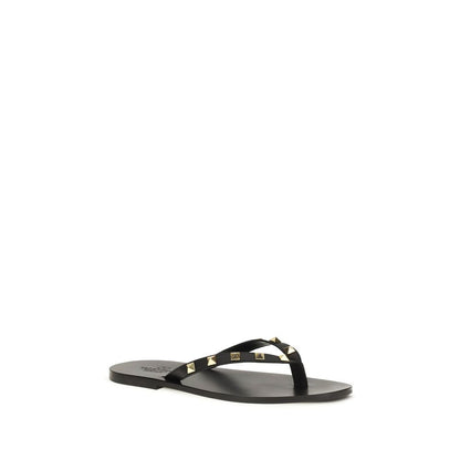 Valentino Garavani Bos Taurus Sandals - Black Calfskin