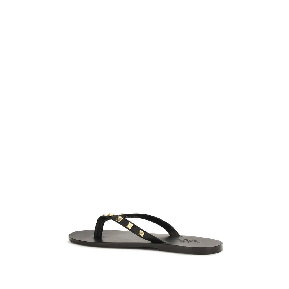 Valentino Garavani Bos Taurus Sandals - Black Calfskin