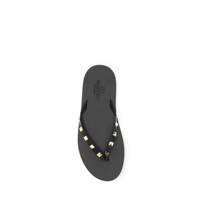 Valentino Garavani Bos Taurus Sandals - Black Calfskin
