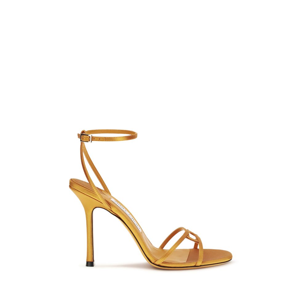 Sandalias Jimmy Choo Leo En Seda Con Tacón Aguja Naranjas