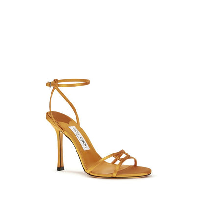 Sandalias Jimmy Choo Leo En Seda Con Tacón Aguja Naranjas