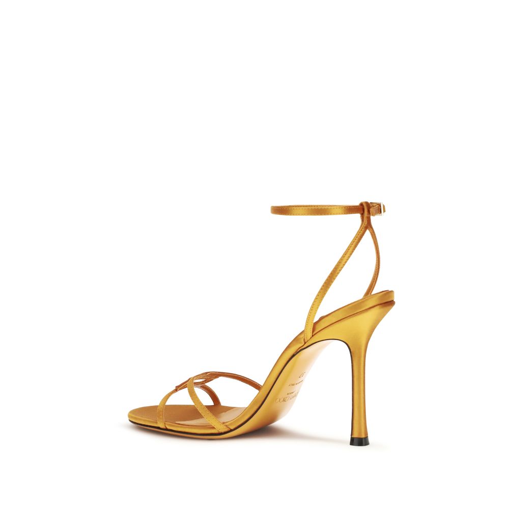 Sandalias Jimmy Choo Leo En Seda Con Tacón Aguja Naranjas