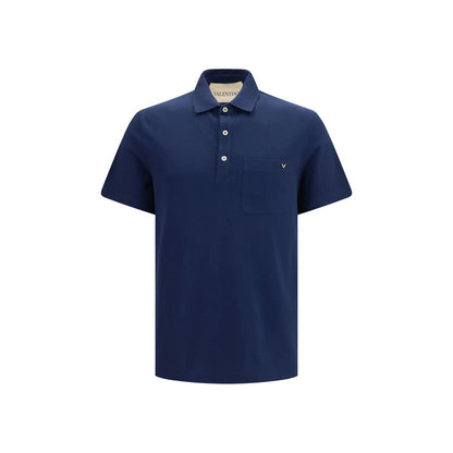 Polo Valentino Garavani en coton bleu