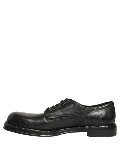 Chaussures de ville Derby à lacets en cuir noir Dolce & Gabbana pour homme
