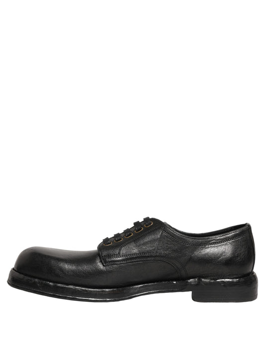 Dolce & Gabbana Black Leather Lace-Up Derby Dress Shoes for Men