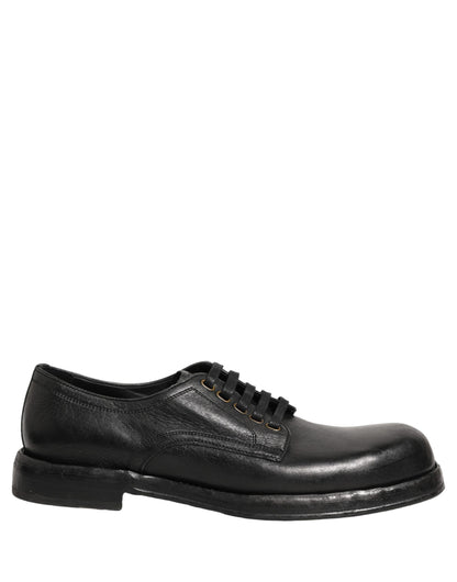 Chaussures de ville Derby à lacets en cuir noir Dolce & Gabbana pour homme