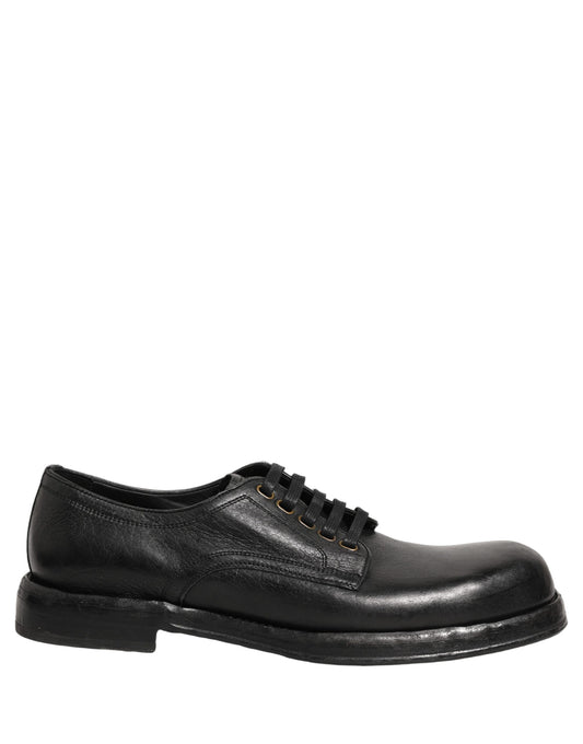 Dolce & Gabbana Black Leather Lace-Up Derby Dress Shoes for Men