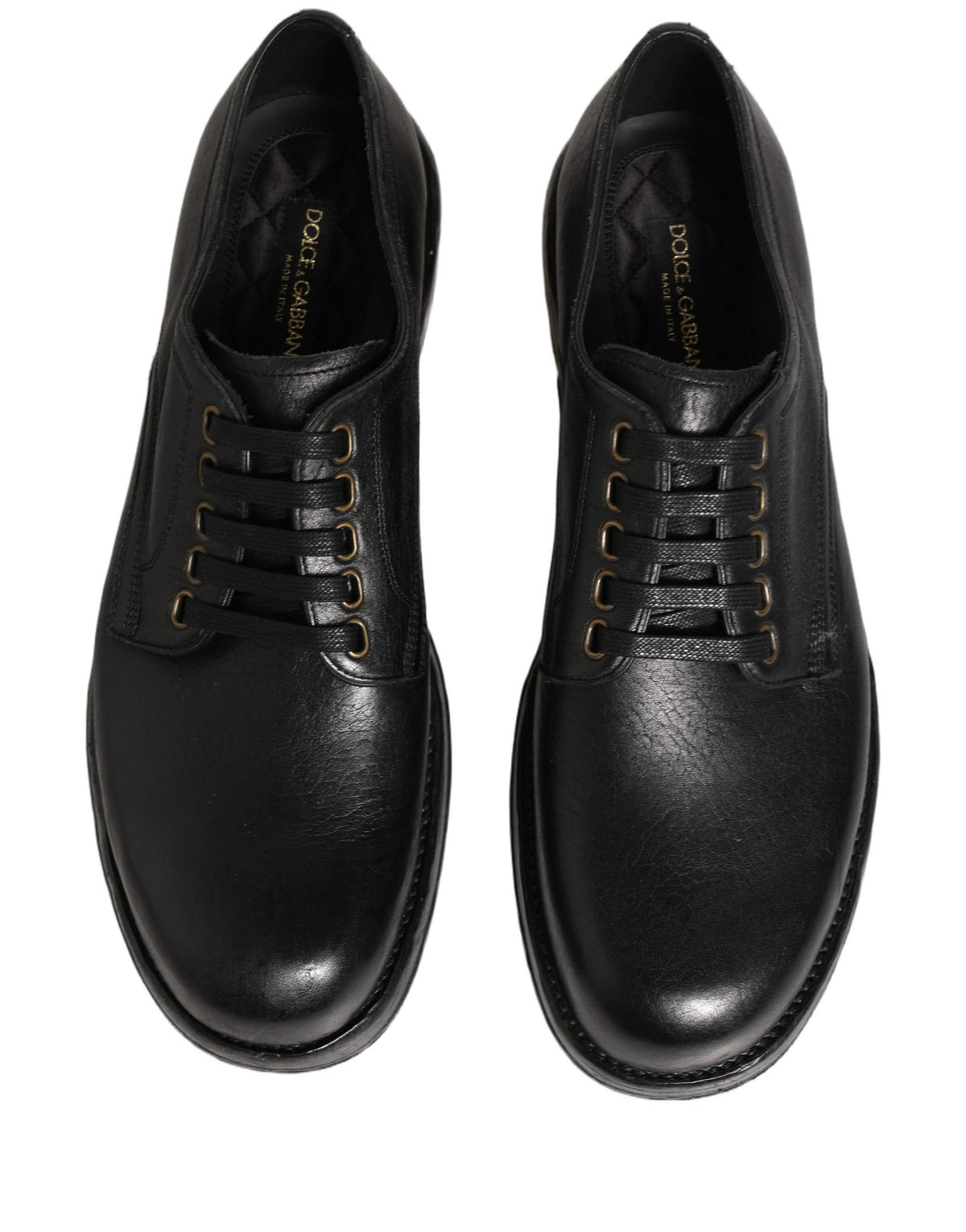 Chaussures de ville Derby à lacets en cuir noir Dolce & Gabbana pour homme