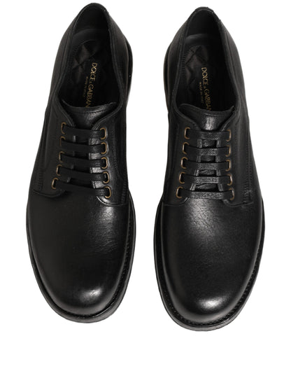 Chaussures de ville Derby à lacets en cuir noir Dolce & Gabbana pour homme