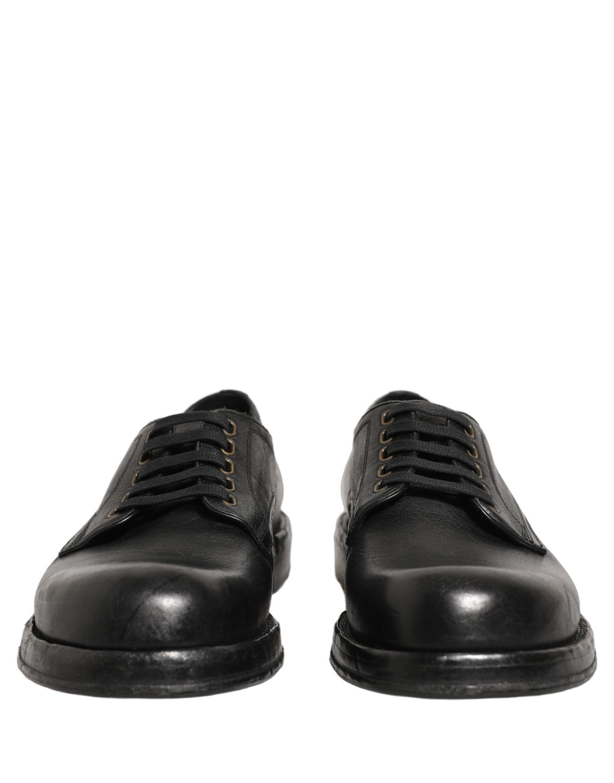 Chaussures de ville Derby à lacets en cuir noir Dolce & Gabbana pour homme