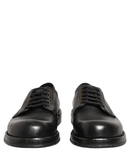 Chaussures de ville Derby à lacets en cuir noir Dolce & Gabbana pour homme