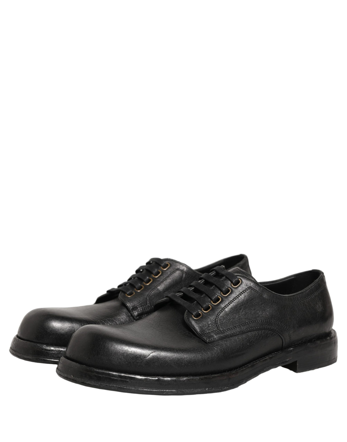 Chaussures de ville Derby à lacets en cuir noir Dolce & Gabbana pour homme