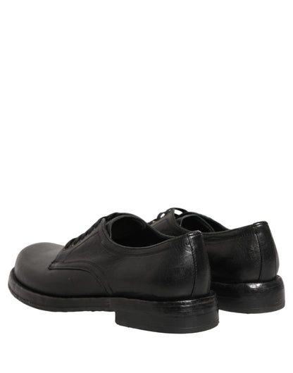 Chaussures de ville Derby à lacets en cuir noir Dolce & Gabbana pour homme