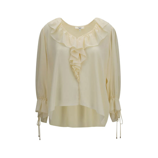 Blusa de seda beige de Chloé