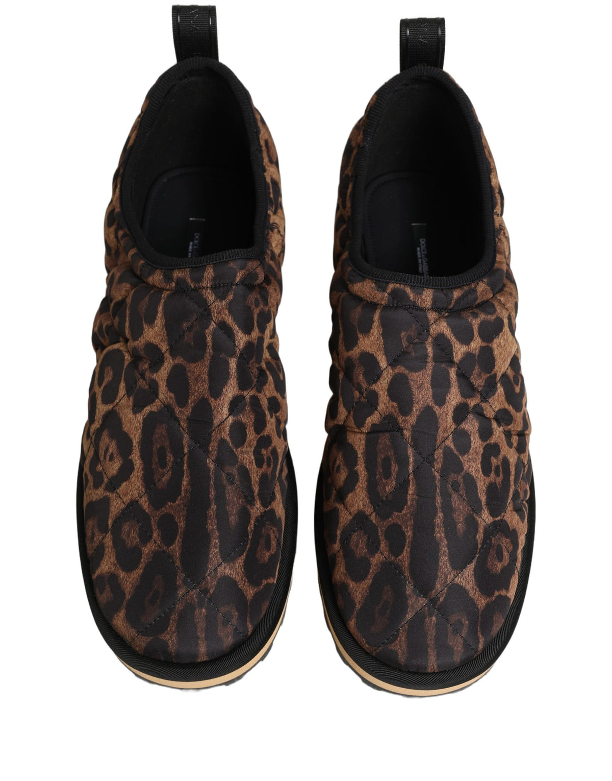 Baskets pour homme Dolce & Gabbana marron à imprimé léopard matelassées