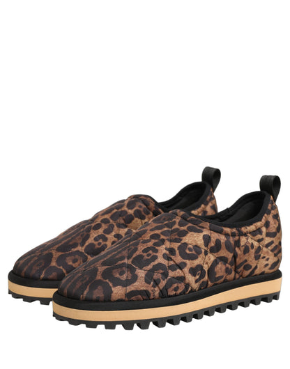 Baskets pour homme Dolce & Gabbana marron à imprimé léopard matelassées
