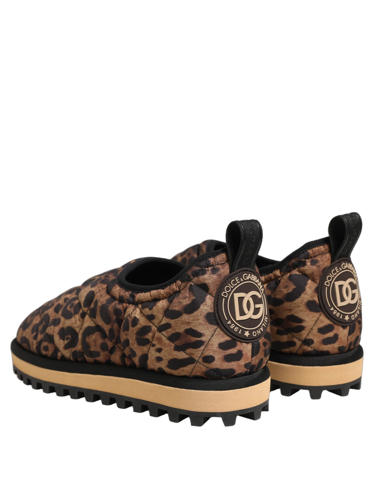 Baskets pour homme Dolce & Gabbana marron à imprimé léopard matelassées