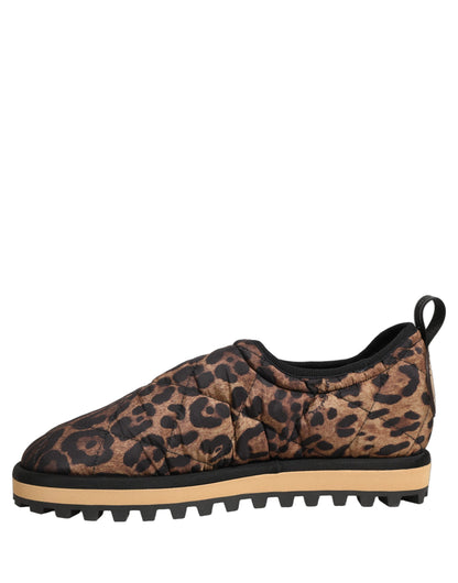 Baskets pour homme Dolce & Gabbana marron à imprimé léopard matelassées