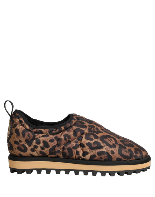 Dolce & Gabbana Brown Leopard Print Quilted Men's Sneakers