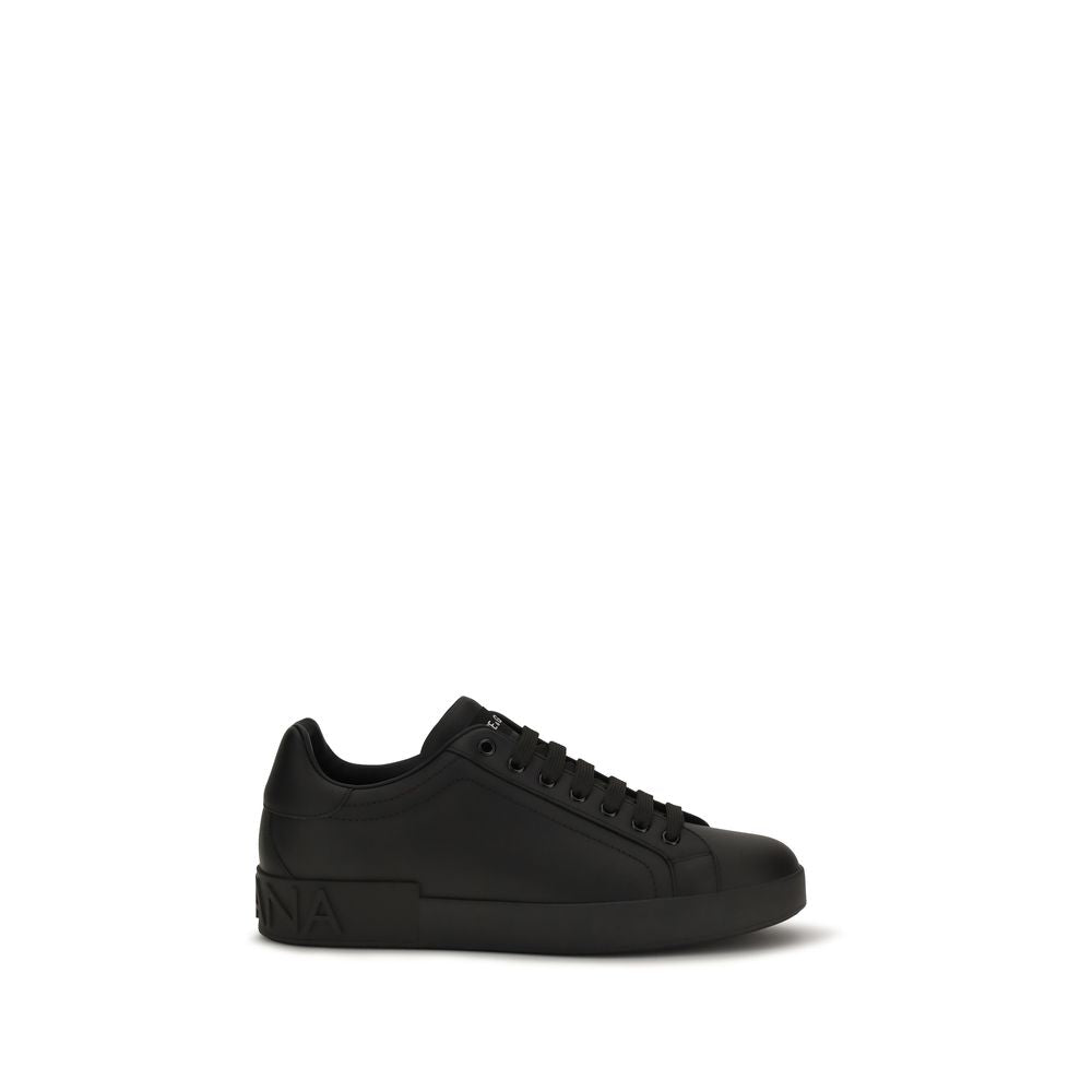 Dolce & Gabbana Black Calfskin Low-Top Sneakers