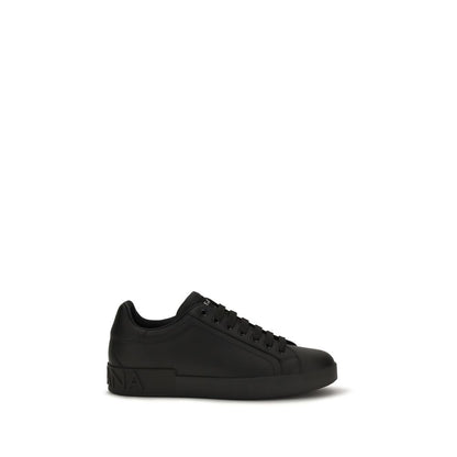 Dolce & Gabbana Black Calfskin Low-Top Sneakers