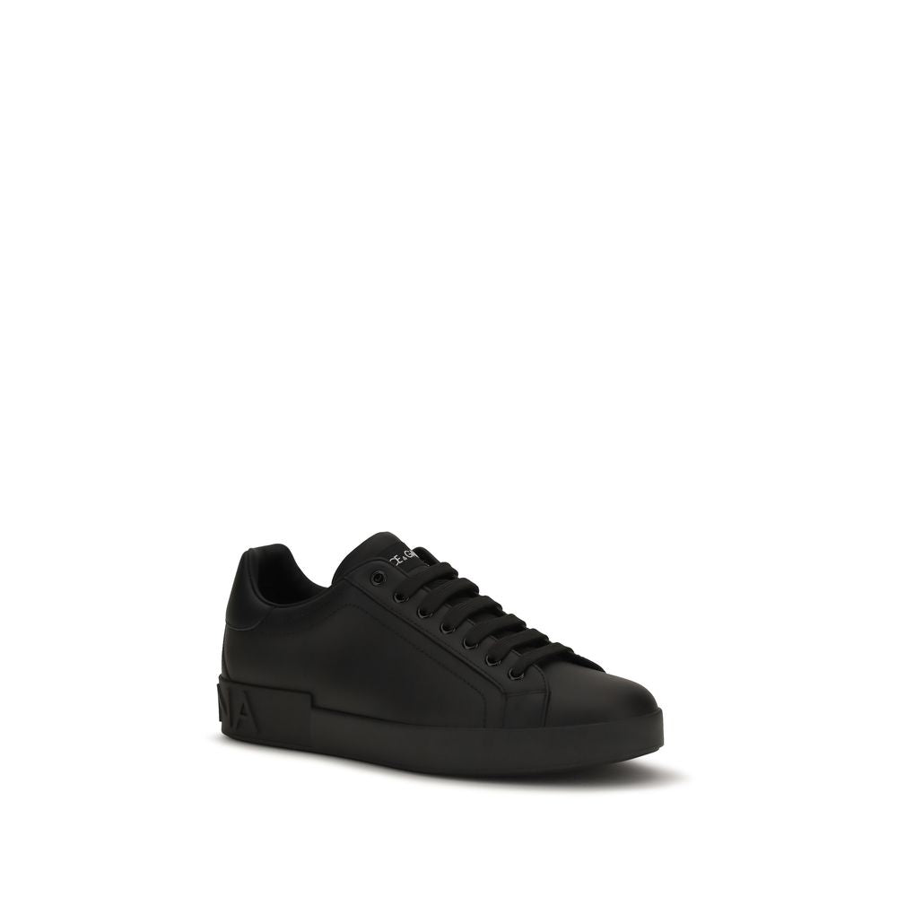 Dolce & Gabbana Black Calfskin Low-Top Sneakers