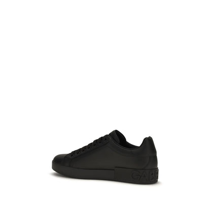 Dolce & Gabbana Black Calfskin Low-Top Sneakers