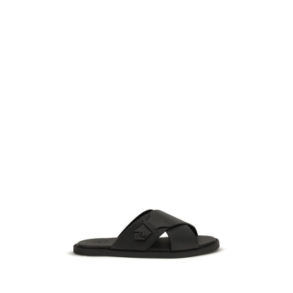 Fendi Flat Sandals In Black Bos Taurus Calfskin