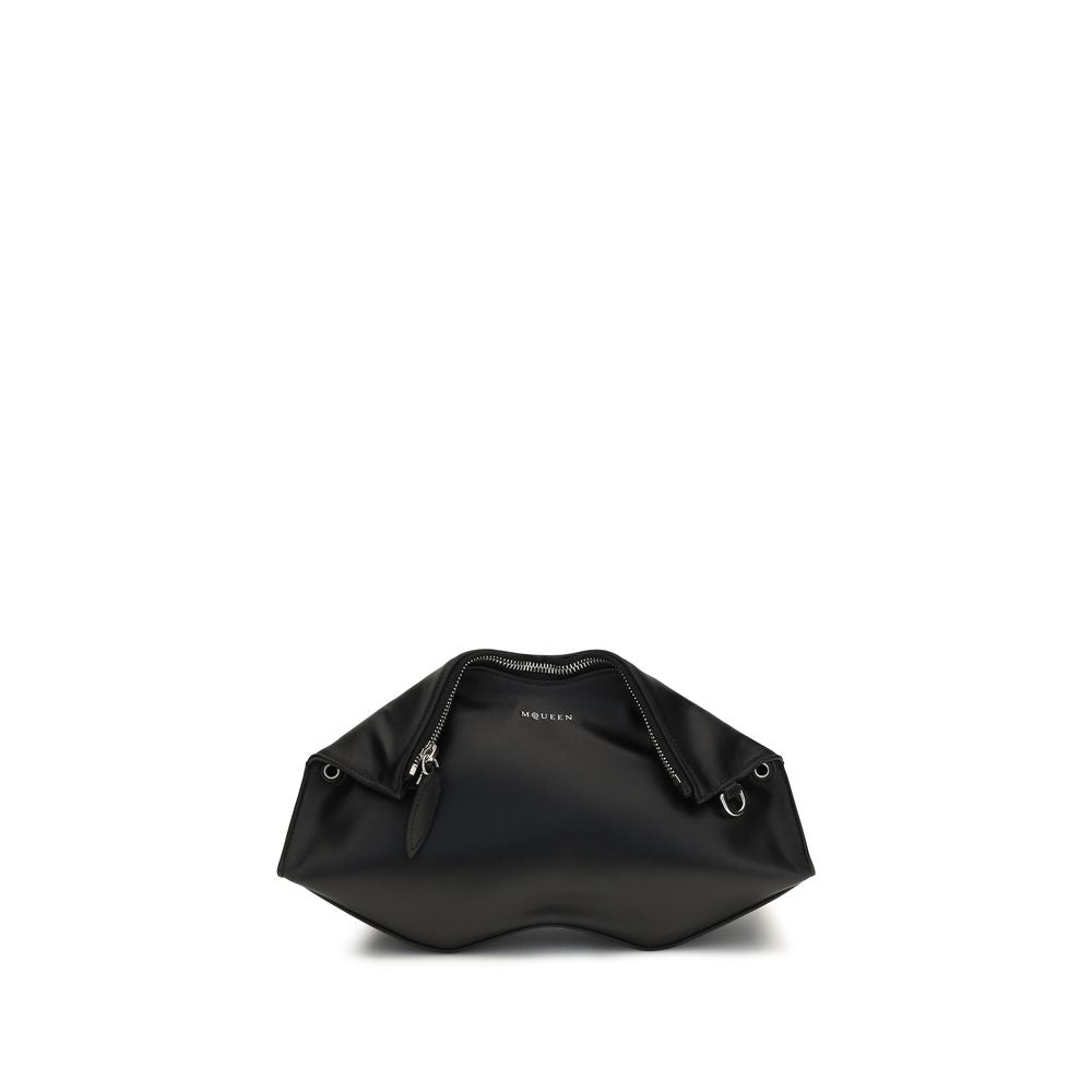 Alexander McQueen Clutch de piel de becerro negra Bos Taurus