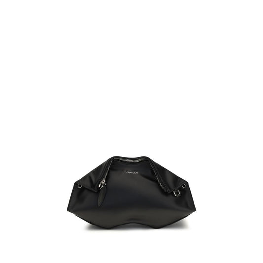Alexander McQueen Clutch de piel de becerro negra Bos Taurus