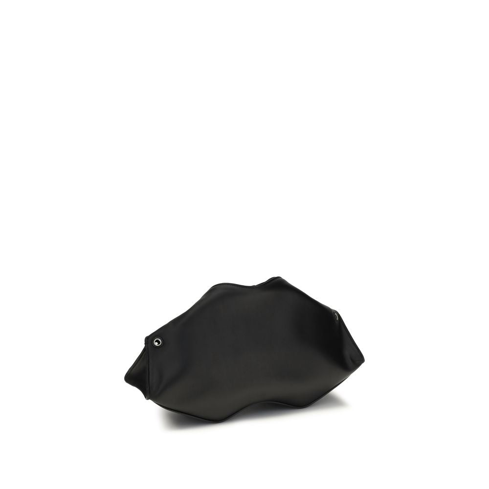 Alexander McQueen Clutch de piel de becerro negra Bos Taurus