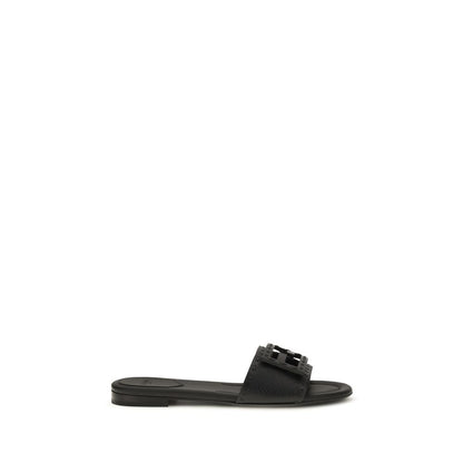 Sandalias planas Fendi de piel de becerro negra Bos Taurus