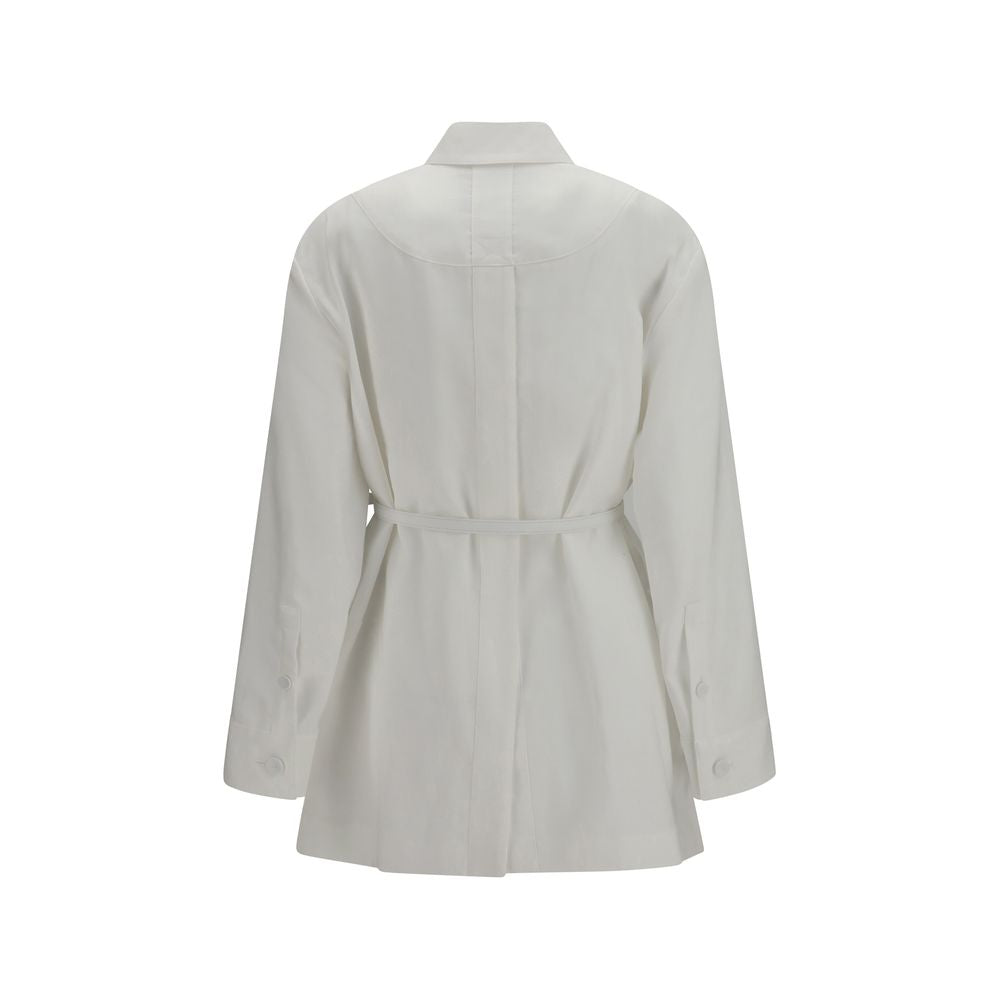 Chaqueta larga de lino blanco Fendi