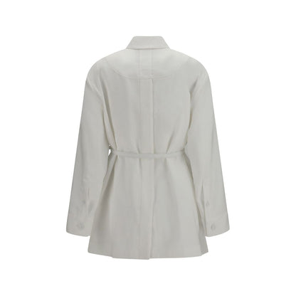 Chaqueta larga de lino blanco Fendi