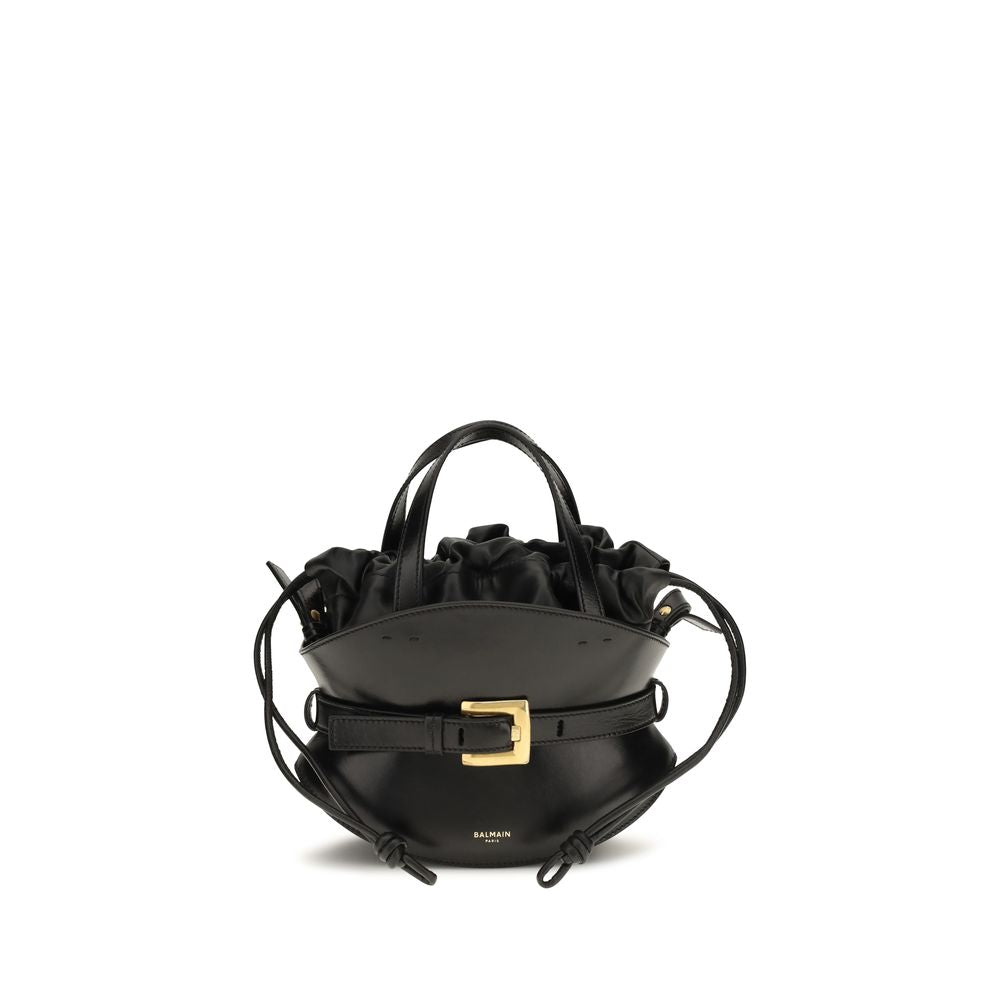 Bolso de Hombro Balmain de Piel de Becerro Negra Bos Taurus