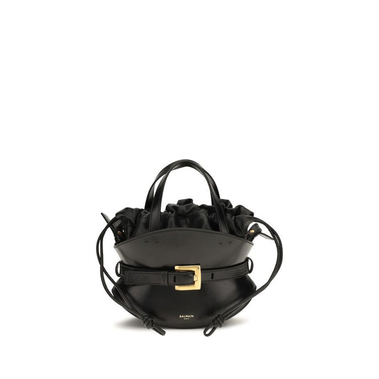 Bolso de Hombro Balmain de Piel de Becerro Negra Bos Taurus
