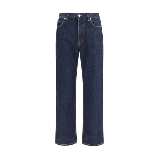 Vaqueros de pierna recta de algodón azul Fendi