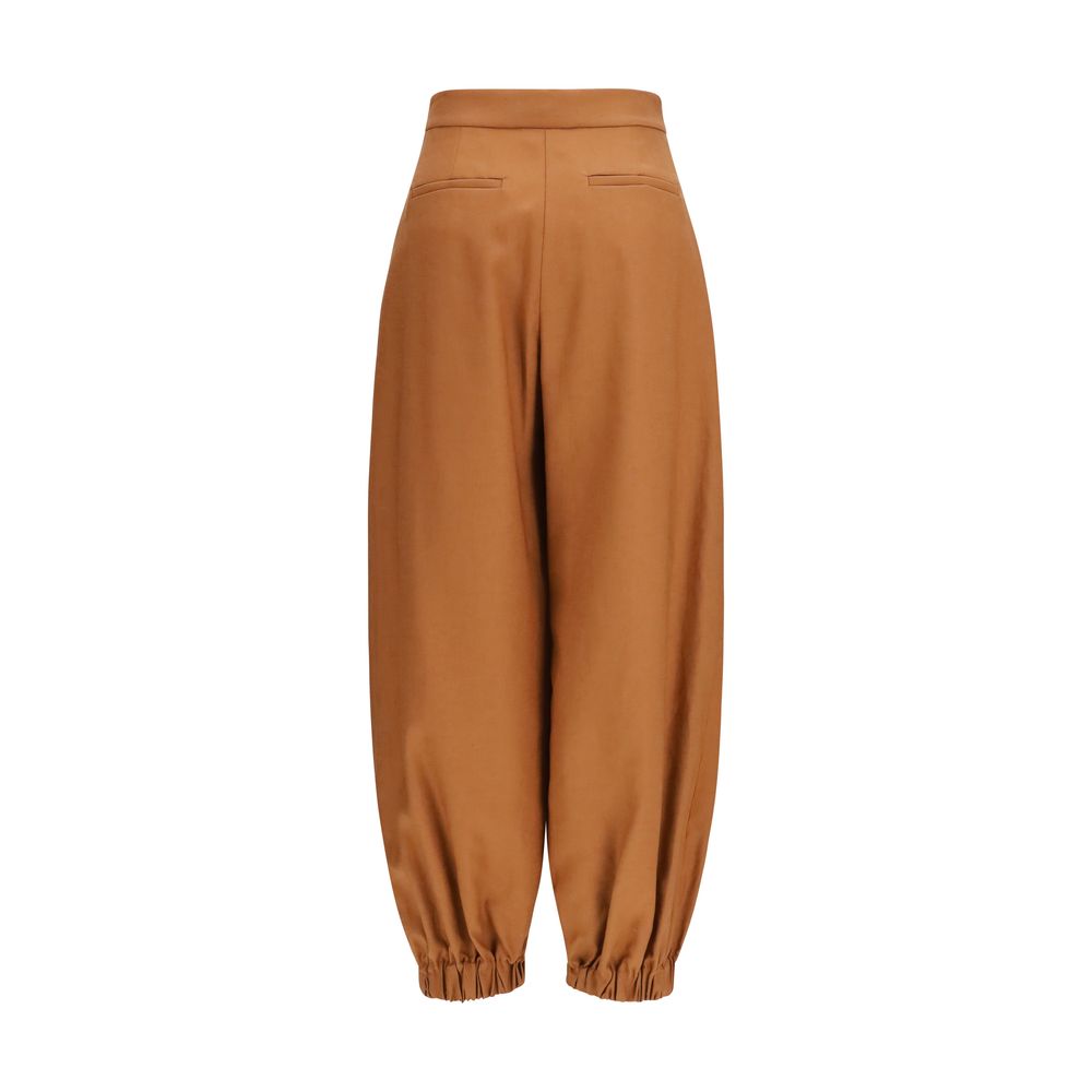 Fendi Pantalones Casuales de Lino Marrón Confort Diario