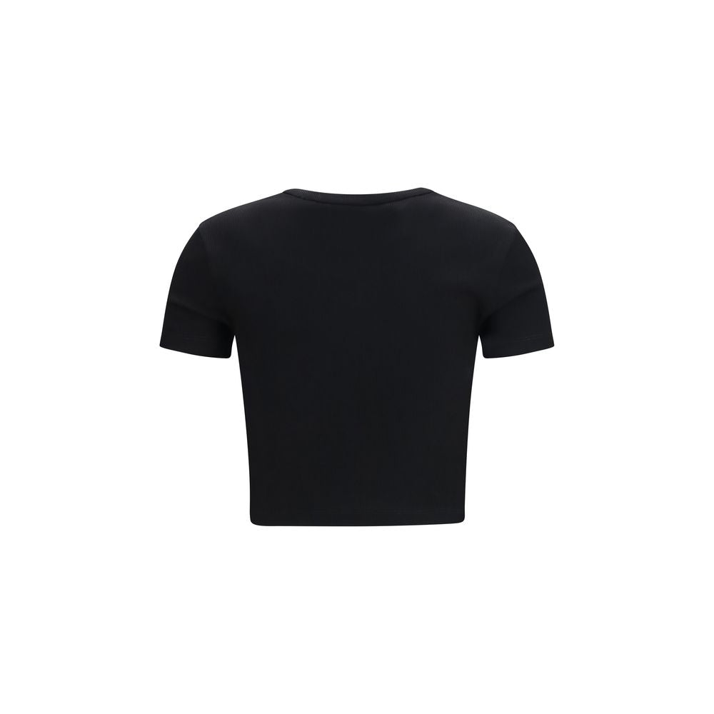 Fendi Black Cotton Cropped T-Shirt With Defined Silhouette