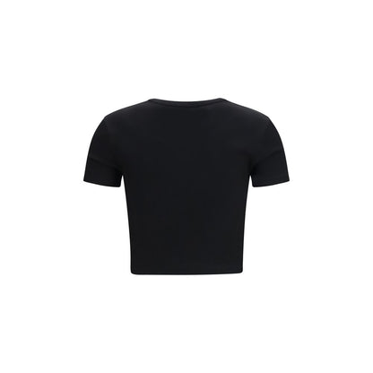 Fendi Black Cotton Cropped T-Shirt With Defined Silhouette