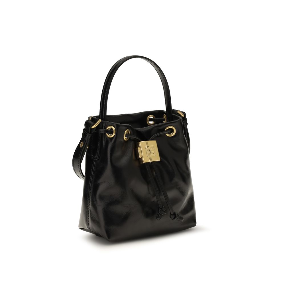 Bolso Bos Taurus Backet de Piel de Becerro Negra Balmain